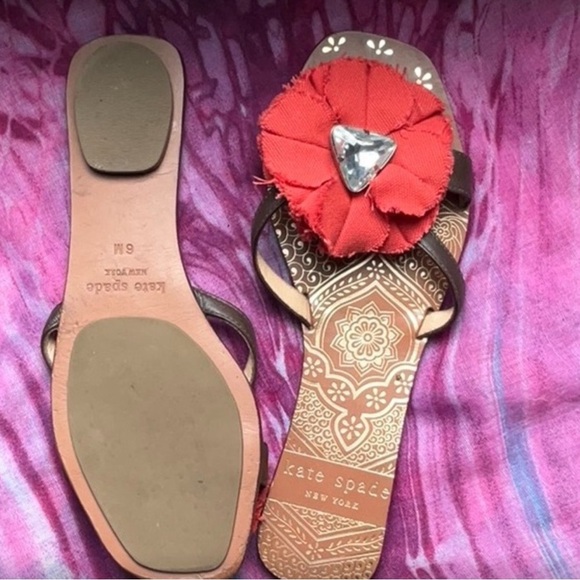 Kate Spade Orange Floral Sandals Sz 6 - Picture 2 of 8